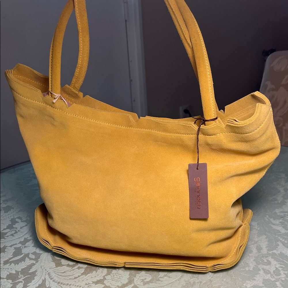 Mustard Yellow Suede Tote Bag